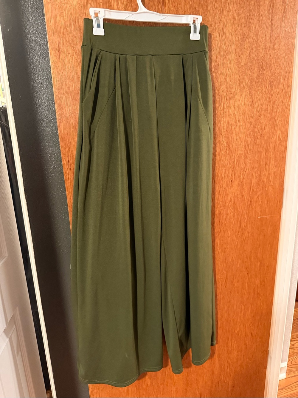 Olive Green Wide-Leg Palazzo Pants - Women's